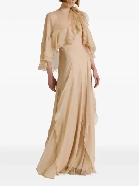 Rochie maxi Alberta Ferretti de mătase cu volane
