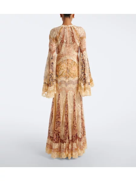 Rochie Zimmermann de mătase cu model floral bej