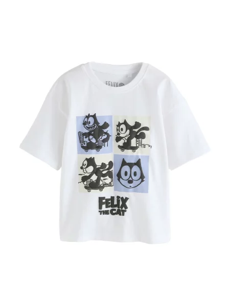 Next Tricou Felix Cat albastru porumbel / negru lână alb