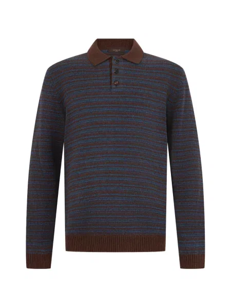 Gulerat tricou polo Slowear cu dungi maro