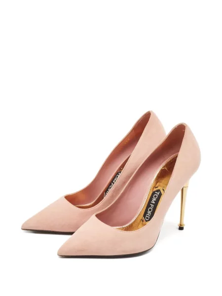 Pantofi cu toc Tom Ford din piele de căprioară roz