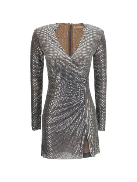 Stras rochie mini Self-portrait plasă plic gri