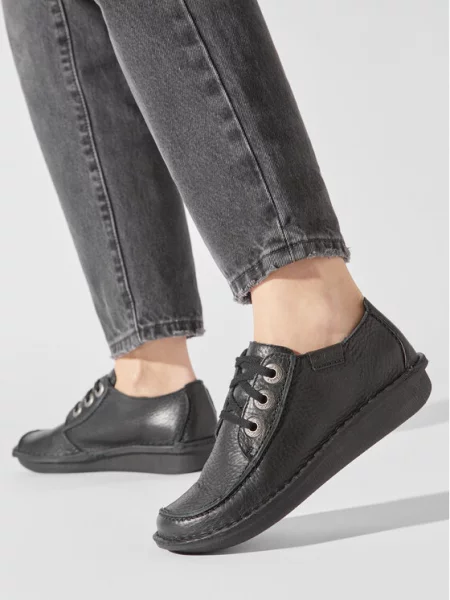 Poltopánky CLARKS Funny Dream Black Leather čierna