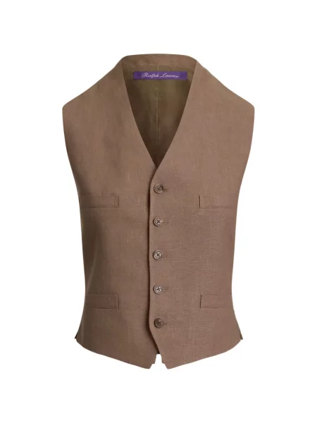 Vestă Ralph Lauren Collection de in cu decolteu în V maro