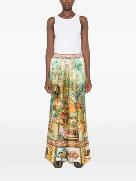Pantaloni palazzo Camilla cu imagine verde