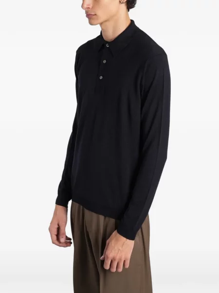 Lung tricou polo Low Brand negru