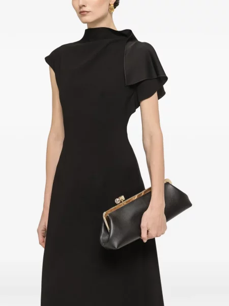 Sukienka midi Nissa z krepy w kształcie litery A garniturowa czarna