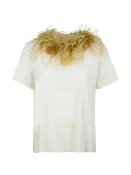 Tricou Des Phemmes cu pene alb