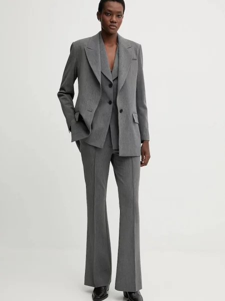 Однотонный пиджак Allsaints однобортный серый