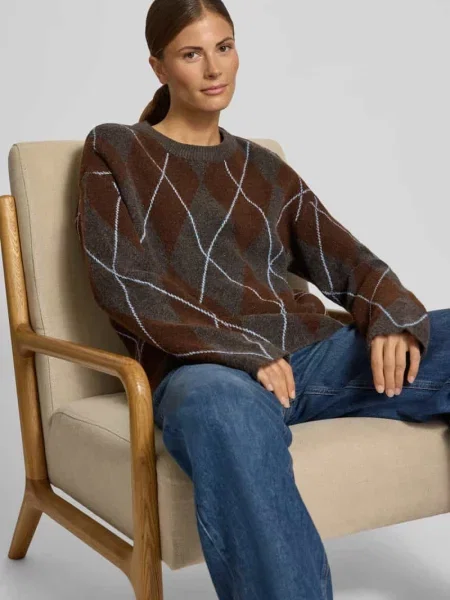 Sweter z dzianiny we wzór na całej powierzchni model argyle' Vila