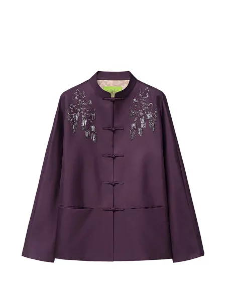 Geacă Shanghai Tang din țesătură twill cu mărgele violet