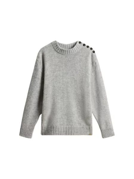 Sweter Woolrich wełniany szary