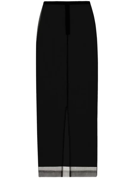 Fustă midi Dolce & Gabbana transparente până la genunchi negru