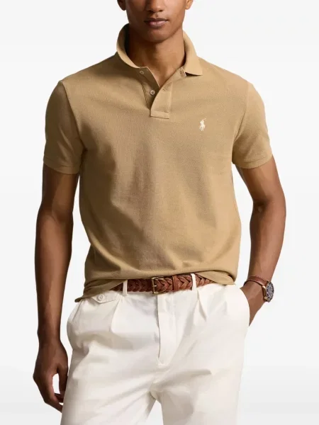 Tricou polo Polo Ralph Lauren cu glugă cu blană cu broderie roșu