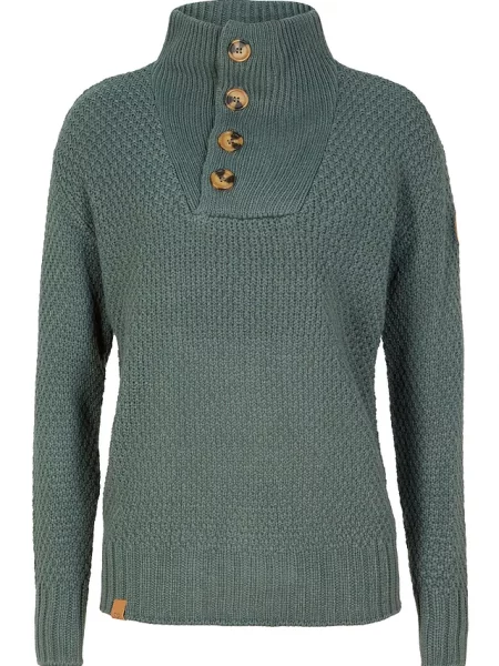 Sweter ze stójką w strukturalny wzór zielony