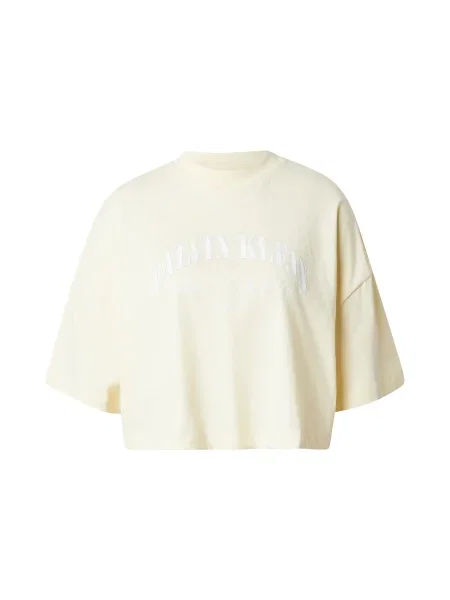 Calvin Klein Jeans Majica HERITAGE pastelno rumena bela