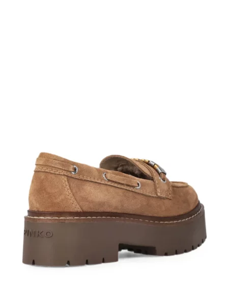 Pantofi loafer Pinko din piele de căprioară cu autograf