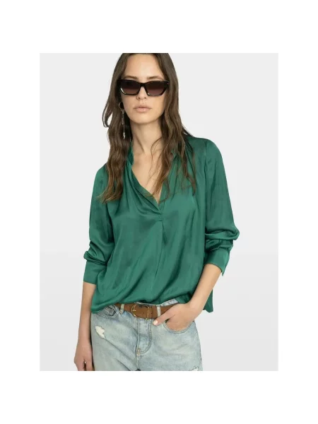 Satynowa bluzka Zadig & Voltaire zielona