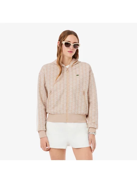 Lacoste Bluza Z Zamkiem Z Monogramem Regular Fit różowa