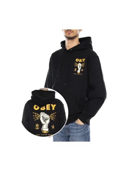 Bluza z kapturem Obey polarowa z kapturem czarna