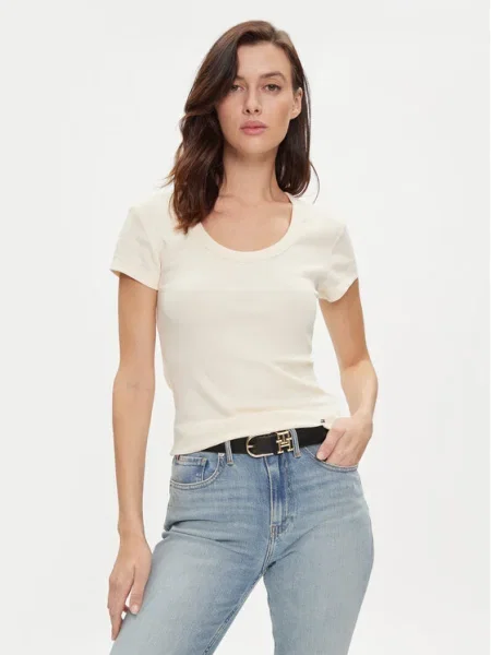 Тениска Tommy Hilfiger бежово
