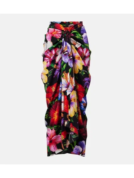 Fustă midi Dolce&gabbana de mătase cu model floral drapată