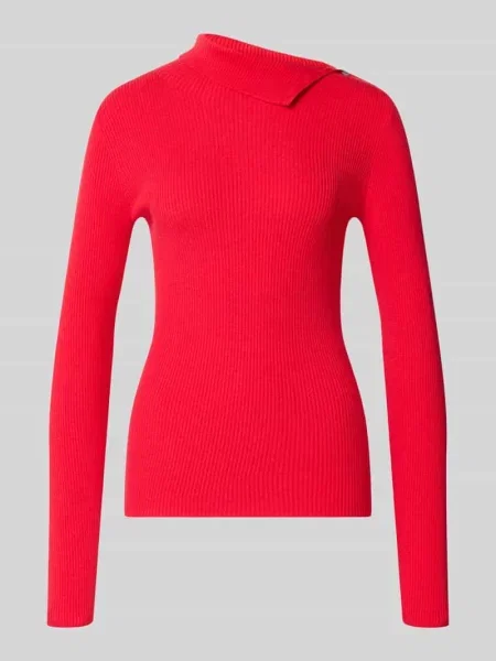 Sweter o kroju slim fit z mieszanki w imitacji dzianiny Myon czerwony