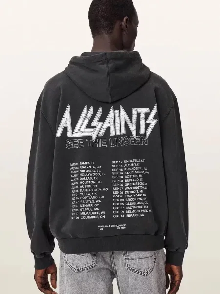 AllSaints hanorac cu glugă pentru bărbați din CHROMIUM negru