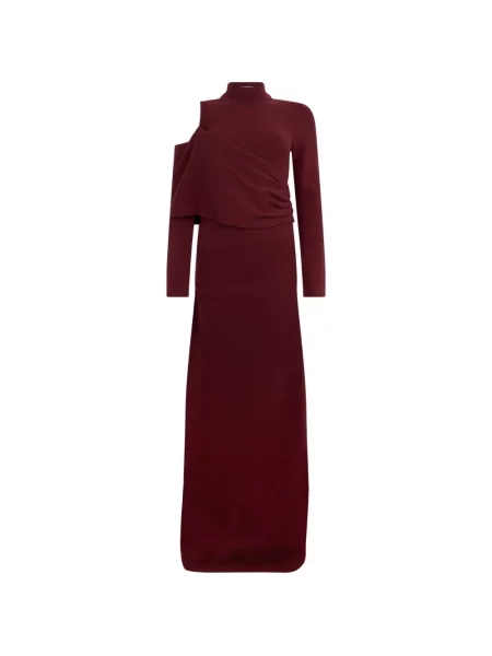 Rochie maxi Alberta Ferretti drapată cu un umăr gol roșu
