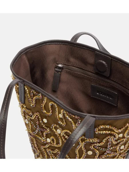 Geantă shopper Staud din canvas verde