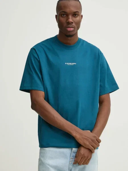 Тениска G-Star Raw с апликация синьо