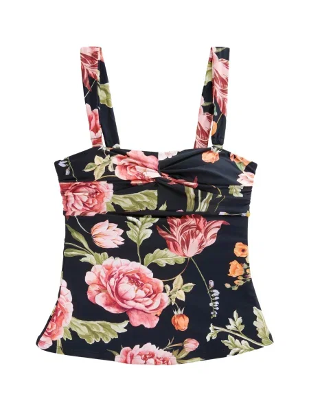 Next Tankini top oliv / portocaliu mandarină / roz pal negru