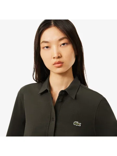Lacoste Sukienka Koszulowa Z Pikowanym Paskiem zielona