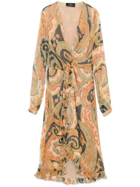 Rochie midi Etro cu imagine cu model paisley până la genunchi