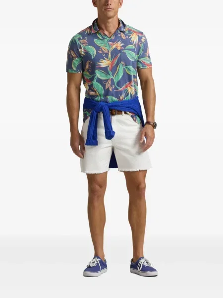 Slip de baie Polo Ralph Lauren cu broderie din piele de căprioară în carouri albastru