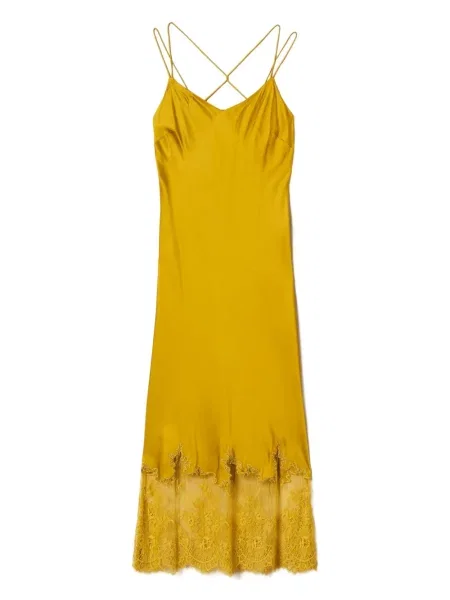 Rochie Twinset din satin de costum galben