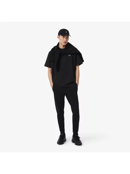 Lacoste T-Shirt Z Grubego Dzerseju Bawelnianego czarny