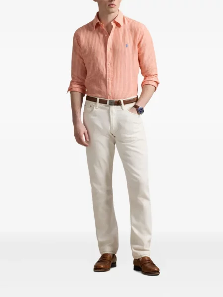 Ленена карирана риза Polo Ralph Lauren бродирана синьо