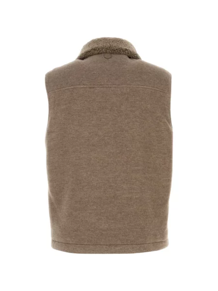 Gulerat vestă Canali din piele de oaie maro
