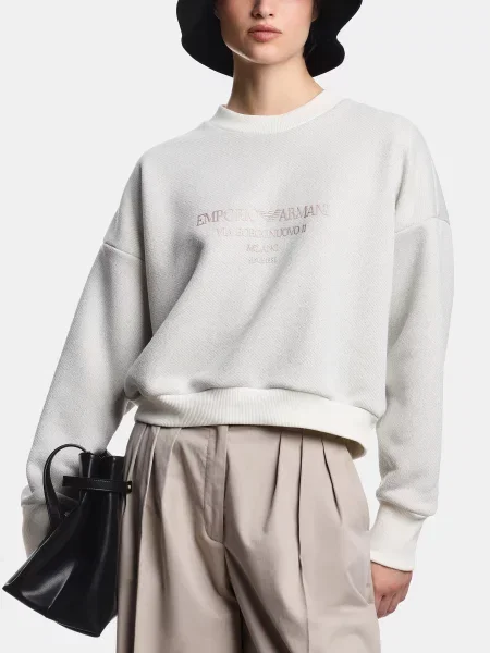 Світшот Emporio Armani бавовна/віскоза білий