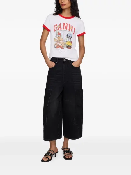 Tricou Ganni cu imagine alb