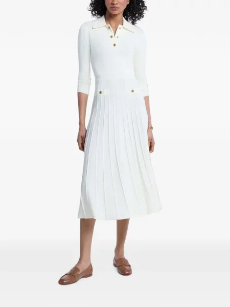 Gulerat rochie midi Michael Kors alb