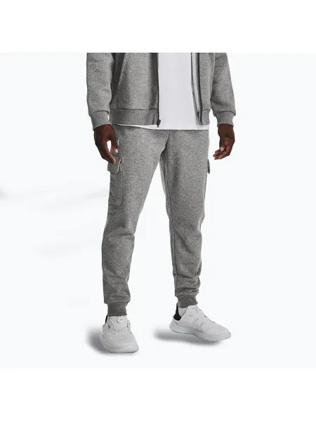 Pantaloni pentru bărbați Under Armour Rival Fleece Cargo Jogger castlerock light heather / white alb