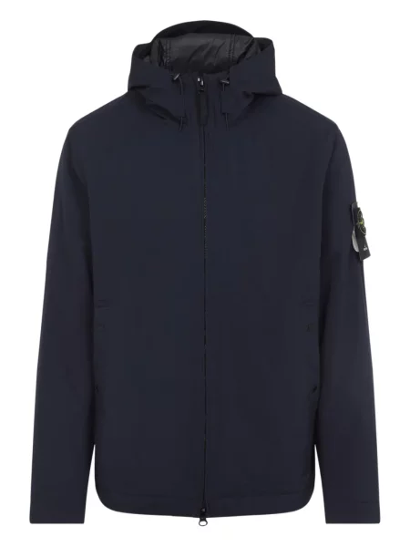 Geacă Stone Island cu glugă cu strasuri albastru