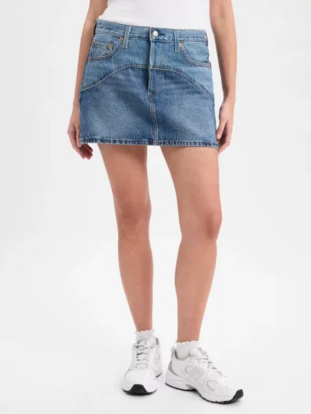 Levi's spódnica ICON SKIRT WESTERN YOKE mini prosta niebieski