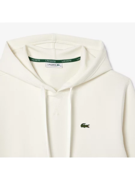 Lacoste Bluza Z Kapturem Pique Double Face O Luźnym Kroju biała