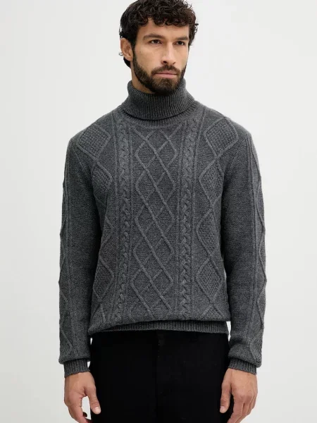 Tommy Hilfiger sweter wełniany z golferm szary