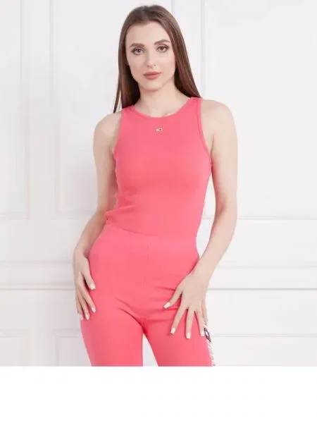 Tommy Jeans Top TJW ESSENTIAL RIB TANK rózsaszín