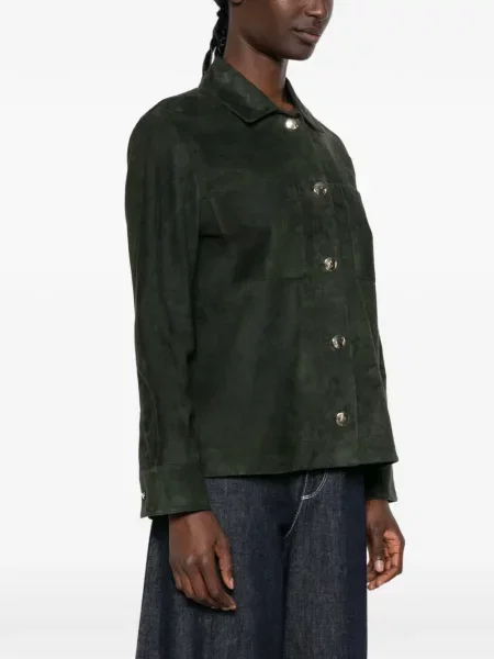 Geacă 's Max Mara din piele de căprioară verde