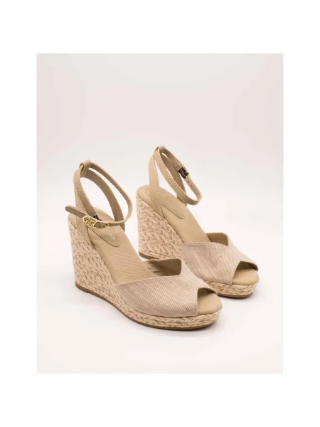 Sandále Tommy Hilfiger CHAMBRAY HIGH WEDGE ESPADRILLE béžová